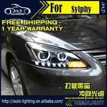 АКД стайлинга автомобилей Глава Лампа для Nissan Sentra Фары для автомобиля 2012- Sylphy светодиодные фары H7 D2H HID вариант Ангел глаз bi xenon луча