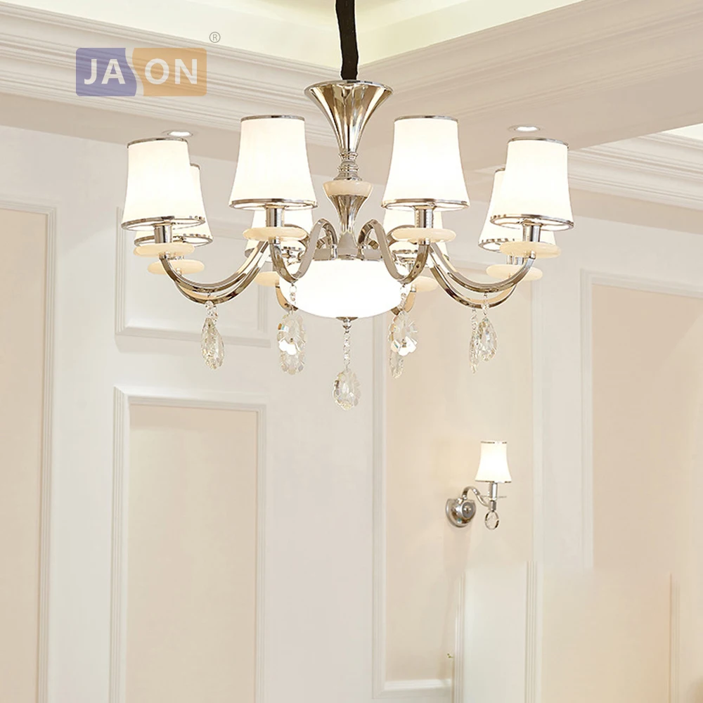 Led e14 железные в стиле постмодерн стекло кристалл хром белый люстра освещение Lamparas де Techo подвесной светильник Lampen для фойе