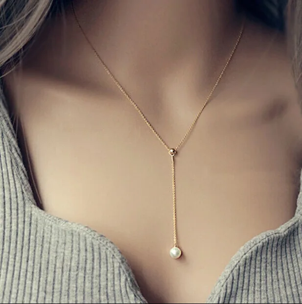 

Simple gold-color tassel necklace women 2017 new jewelry cute bijoux fashion necklaces & pendants wholesale