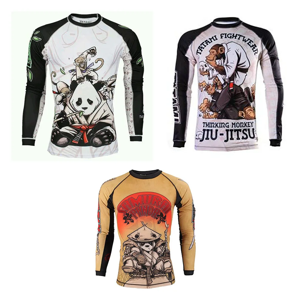 

New Sublimation Artwork Men BJJ Rashguard Boxing Suits MMA Sports Fitness Breathable Boxing Rash Guards Jiu Jitsu Gi Sport Wear