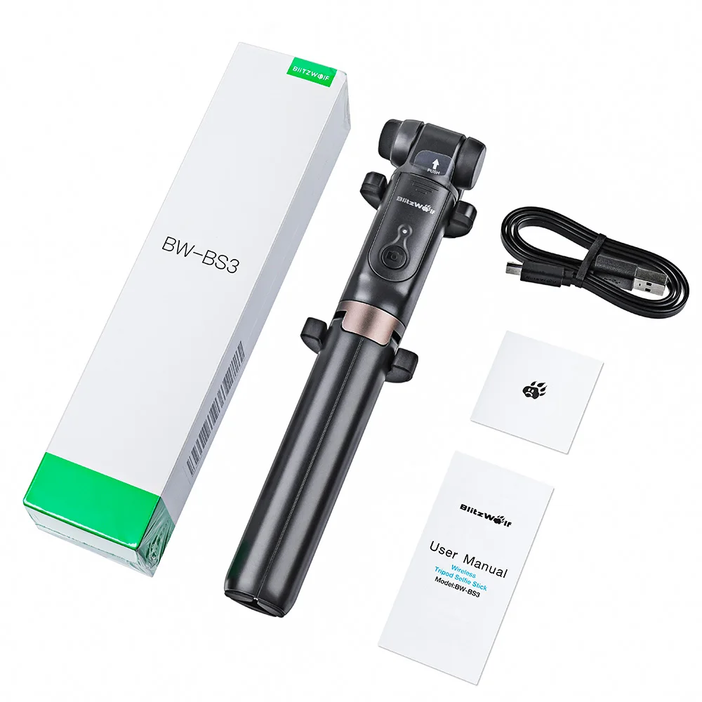 BlitzWolf BS3 Универсальный беспроводной Bluetooth Selfie Stick Мини Штатив Выдвижной Складной Монопод Live Stream Travel для iPhone 11 Pro X XR 8 Для Samsung Xiaomi 9 Huawei P30 Pro Смартфон