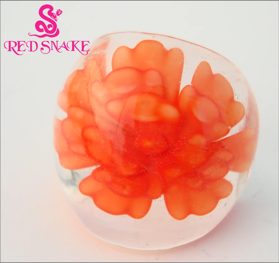 Красная змея модное кольцо ручной работы жацинт цвет коралл из муранского стекла с изображением цветка кольца