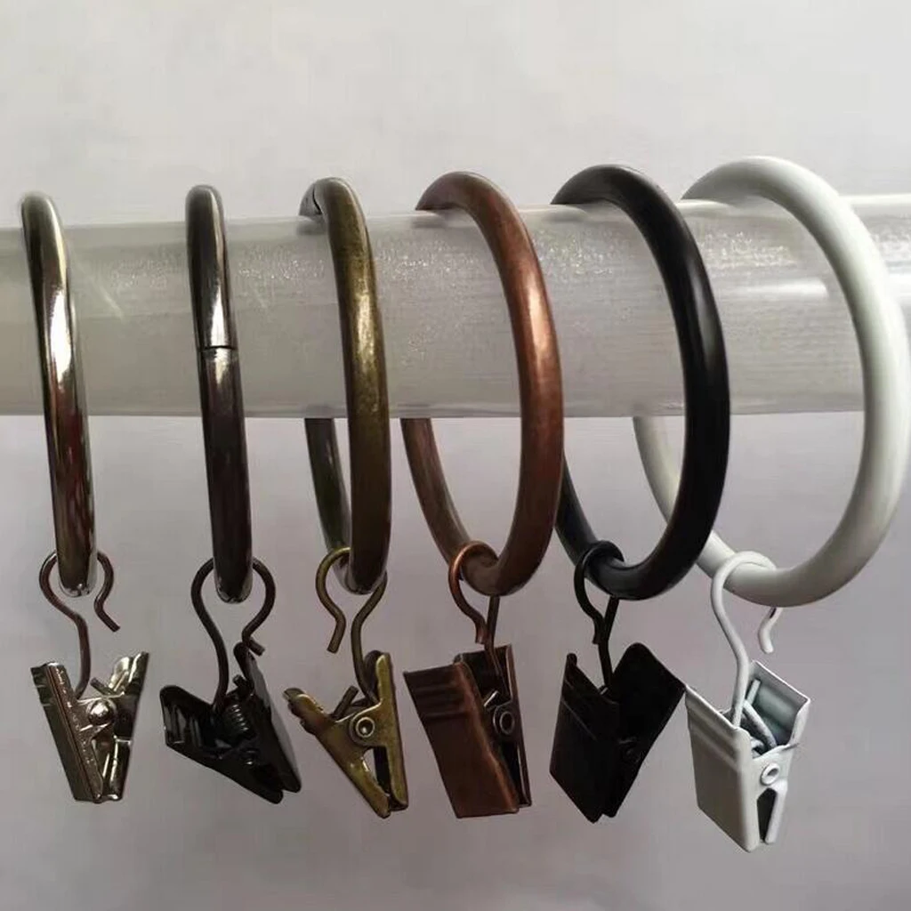 Drapery Curtain Clips with Rings Set of 12 Rings Curtains Eyelets Hooks
