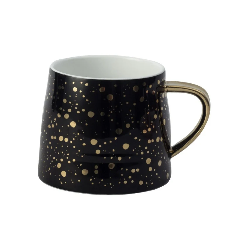 B Office Home Cup Ceramic Coffee& Water Mug with Handle, Gold Dots Decoration - Color: B