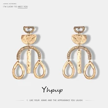 Yhpup, винтажные Ретро антикварные серьги-капли, золотые, серебряные, геометрические металлические серьги для женщин, модные ювелирные изделия, Brincos, вечерние, свадебные