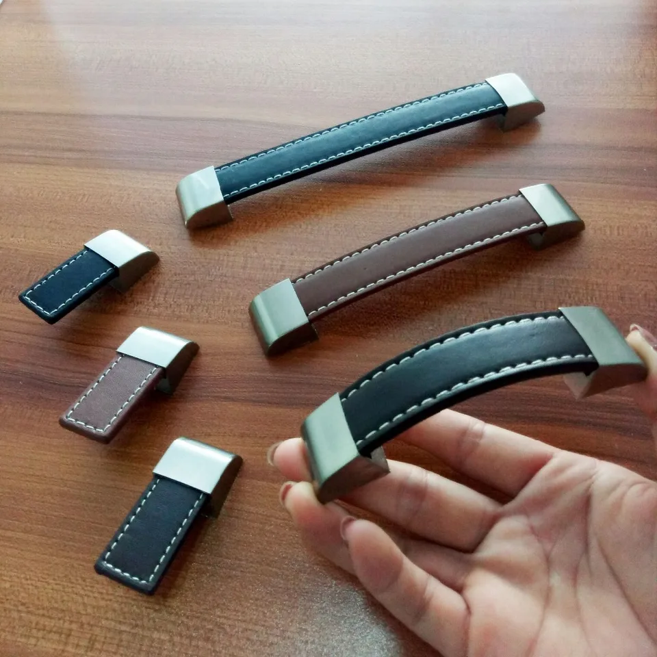 Tirador de Cocina marr/ón Claro Unbekannt Tirador de Puerta de gabinete Hecho a Mano de Piel 75 x 26 mm pomo para caj/ón Color marr/ón Oscuro