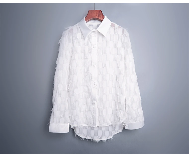 Neophil женские зимние повседневные блузки с кисточками и перьями в стиле пэчворк с длинным рукавом и отложным воротником черные белые офисные рубашки B0429