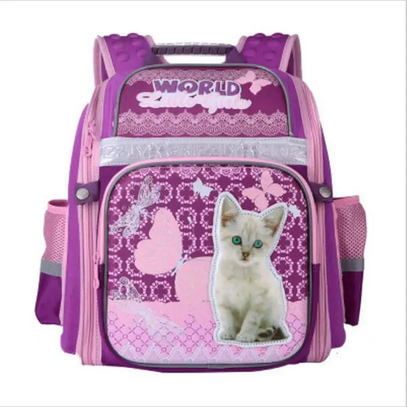 

NEW 2017 School Bags for Girls Cute Cartoon Cat Dog Children School Backpack Orthopedics Night Reflective Schoolbag Grade 1-6
