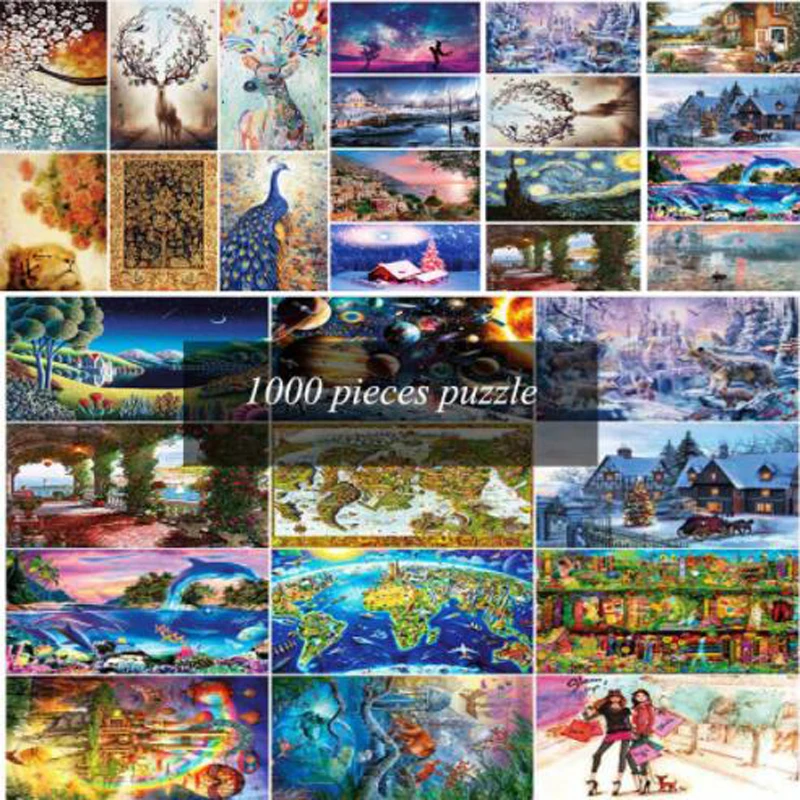 

1000 Pieces Adult Puzzle Kids Jigsaw Landscape Puzzles Noctilucent Educational Toys For Children Adult Fluorescent Puzzles Gift