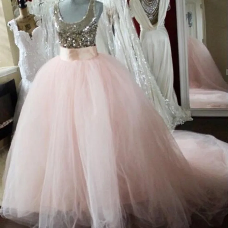 

Real Picture Pearl Pink Skirt With Train Floor Length Wedding Skirt Bridal Custom Made 2017 Faldas Tutu Skirt Tulle