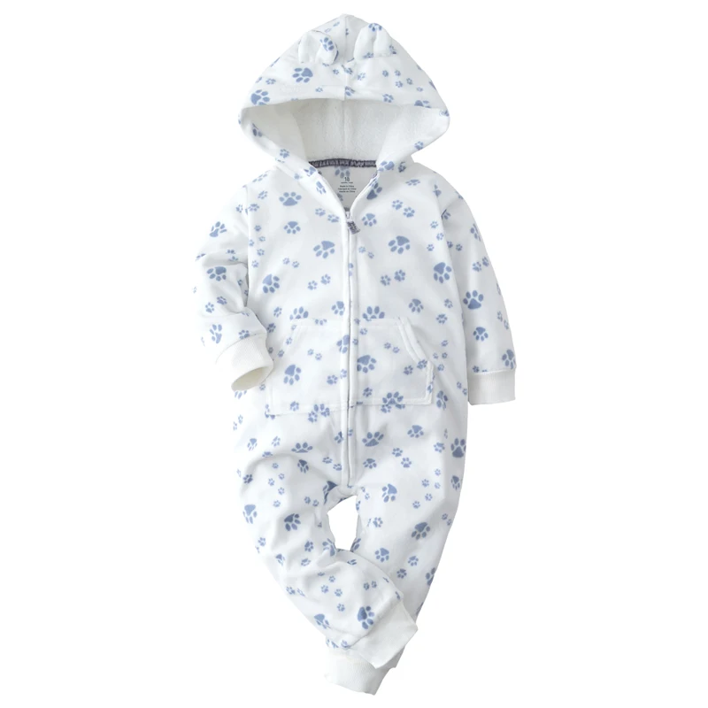2018 spring autumn newbron baby boy girl clothes full sleeves hooded footprints one piece rompers baby Overalls Outfit