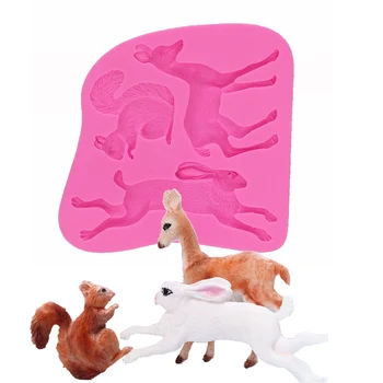 

Squirrel / Rabbit / Deer Shape Silicone Mold Fondant Sugar Moulds chocolate Cake Decorating Tools T1223