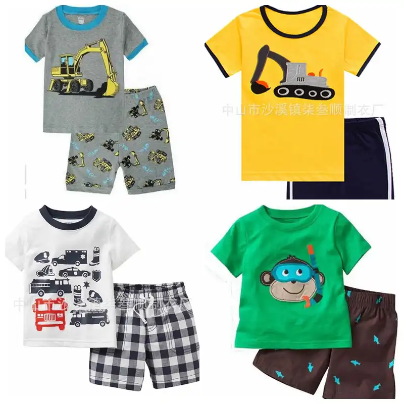 Digger Baby Boy Clothes Suit Summer Toddler Sleepwear Boy/'s PJS Set Short Sleeve