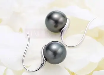 

charming pair of AAA++ 10-11mm tahitian black pearl earring