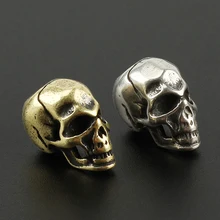 Панк крутой череп латунный нож бусины зонтик веревка шарик Открытый медный цветок зерна Череп Бусы на веревочке
