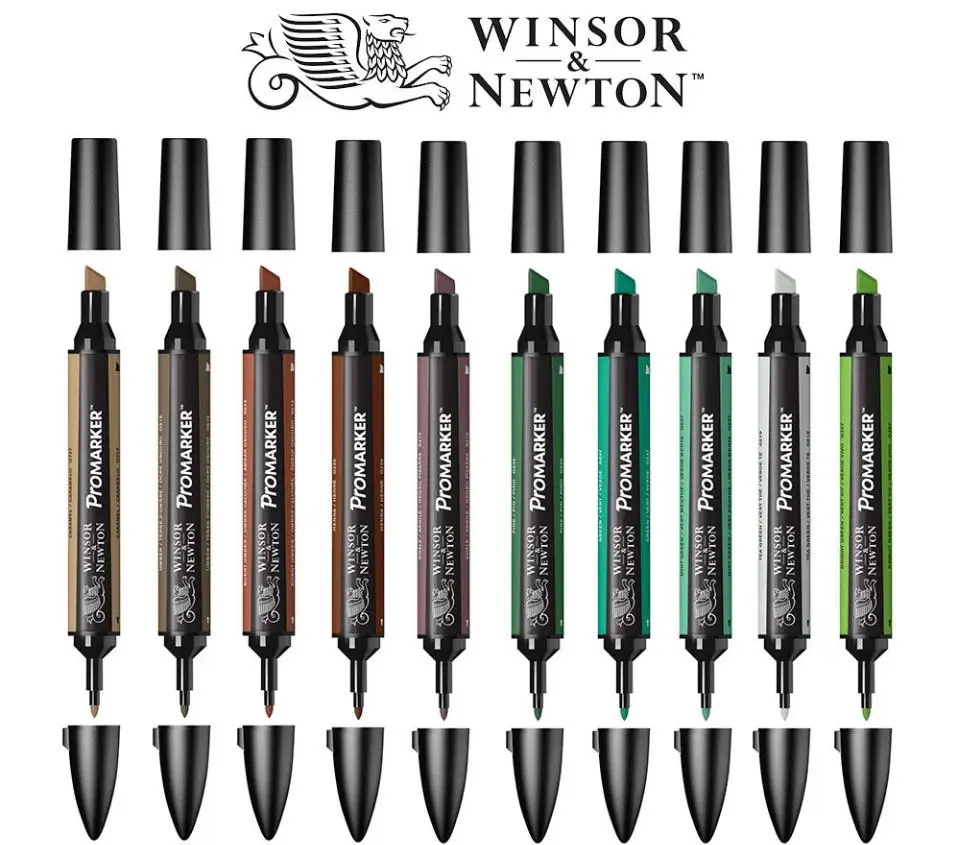 Winsor & Newton ProMarker графический маркер с двумя наконечниками зеленые цвета кисти