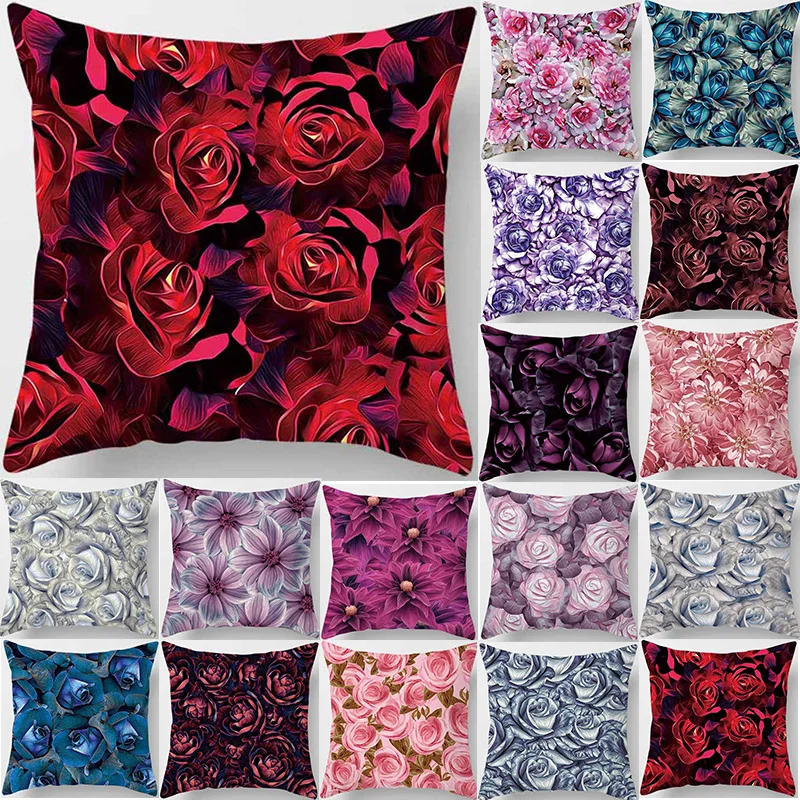 

Fashion beauty roses pillow case cute square pillow cases high definition pattern pillow cover 45*45cm