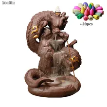 Фиолетовая глина курильница для благовоний горелка креативный домашний офисный Декор дракон ладан держатель кадильница для ароматерапии+ 20 шт пирамидки благовоний