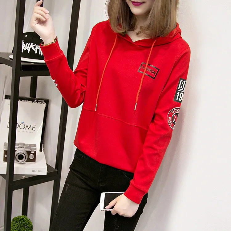 

Hooded Sweatshirt Women Loose Thin Section Preppy Style Letter Print Long Sleeve Kawaii Bluzy Damskie 2019 Autumn Clothes TQ027W