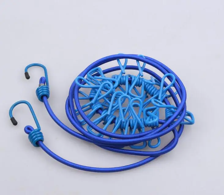 10 шт./лот! Портативная Водонепроницаемая веревка для сушки одежды с 12 зажимами - Цвет: blue