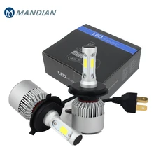 Carro S2 H4 H7 9005 9006 Kit De Conversão LEVOU Lâmpadas Dos Faróis LED Farol de Nevoeiro Lâmpada 72 w Cool White COB chips de Oi-Lo Feixe de Luz
