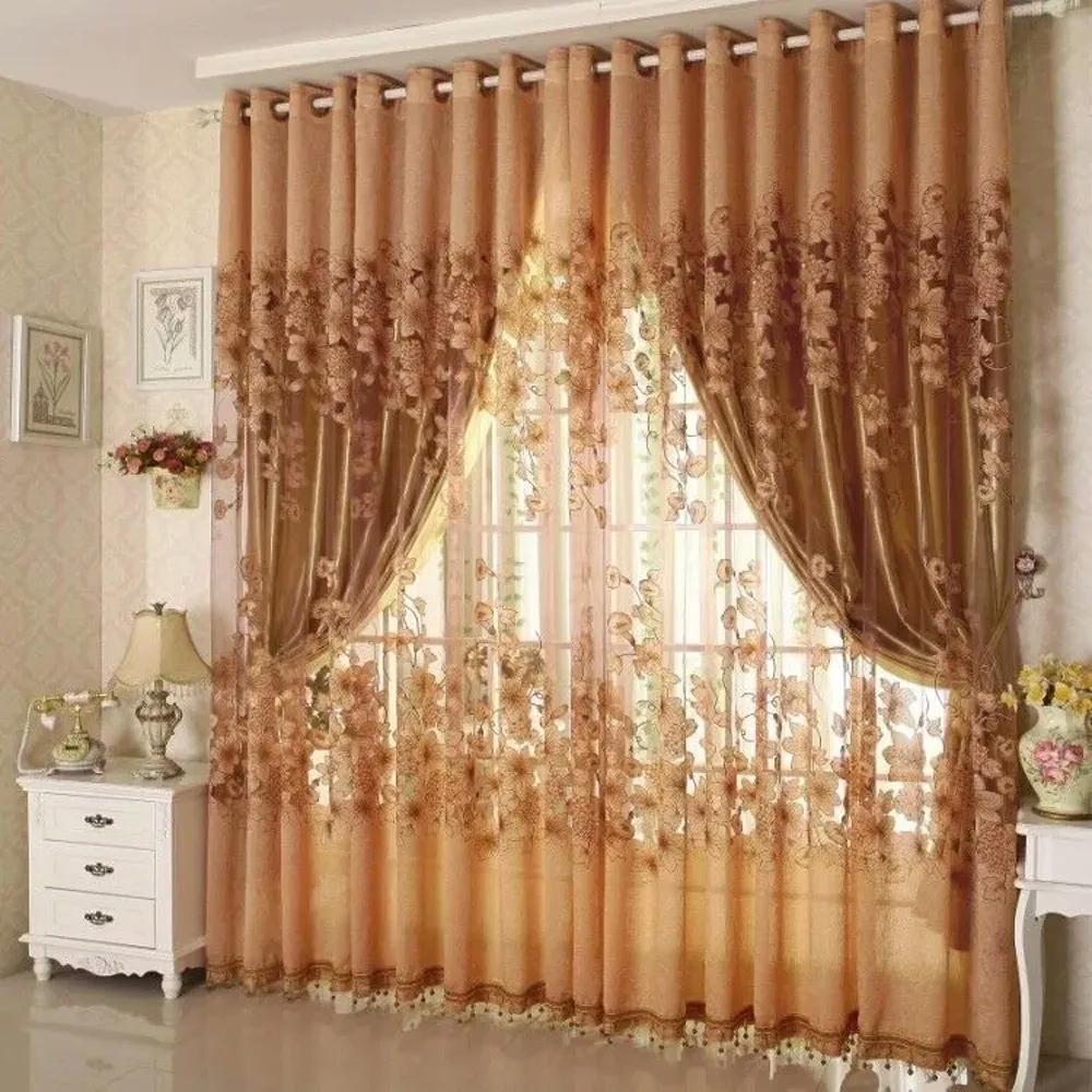 

Fashion Floral Tulle Door Window Curtain Drape Sheer Home Decorative Curtains Home Decor Curtain For Living room