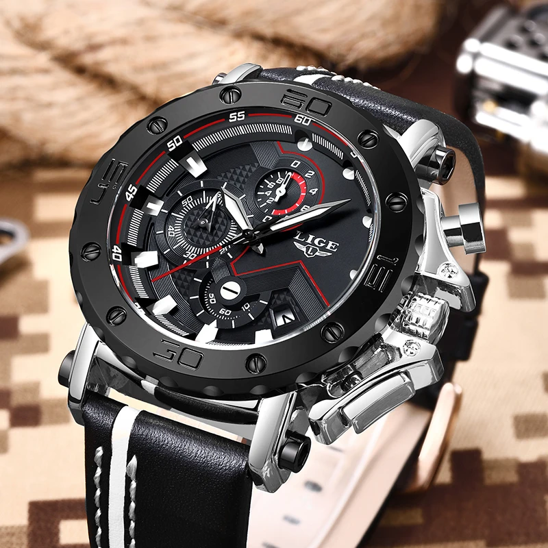 2018 New Watches Mens Top Brand LIGE Fashion Luxury Quartz Watch Male Military Waterproof Clock Men's Rose gold Sport Wristwatch