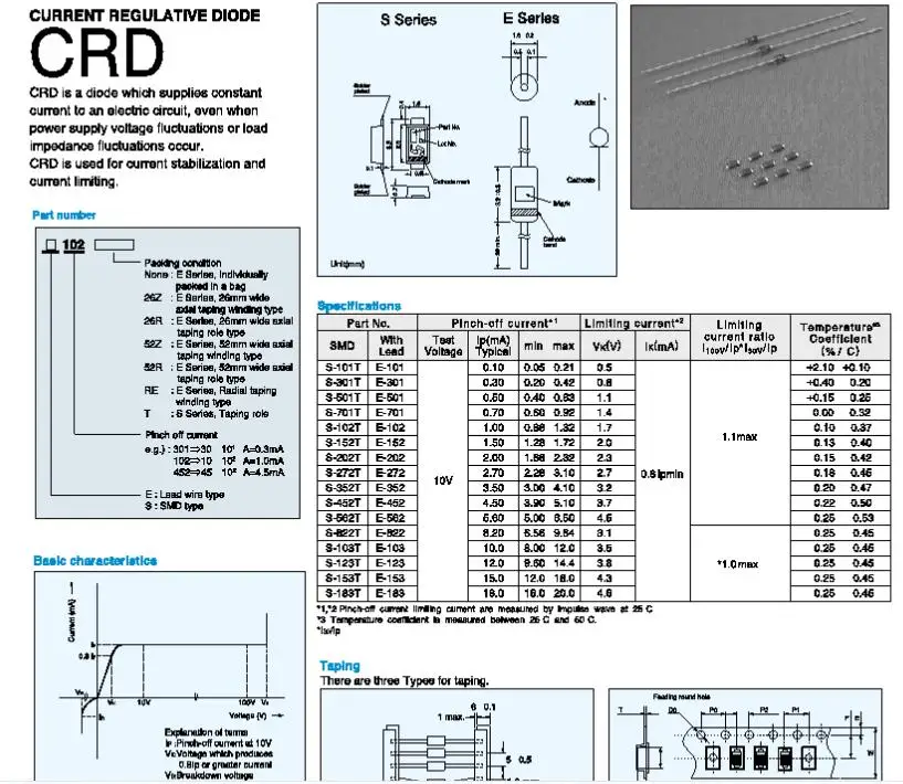 10PCS L-1822 20MA SOD-123 정전류 값 18-22MA LED 조명 응용 CRD/전류 조절 다이오드