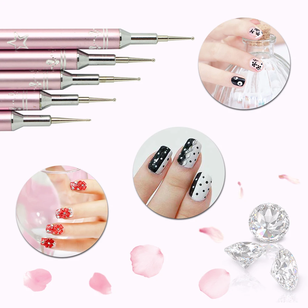 

5pcs/set Dotting Pen Tool Stainless steel Needle Nail Art Doting Tool Set