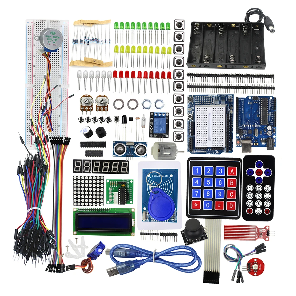 UNO R3 Starter Kit für Arduino Breadboard 1602 LCD LED Jumper Wire Cable button 