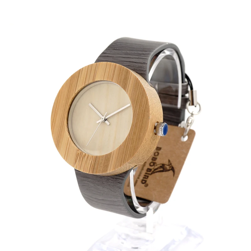 2017 Brand BOBO BIRD Handmade Gifts Men Watches Wood Watchs Genuine Leather Strap Wristwatches Wooden Watches C-H10