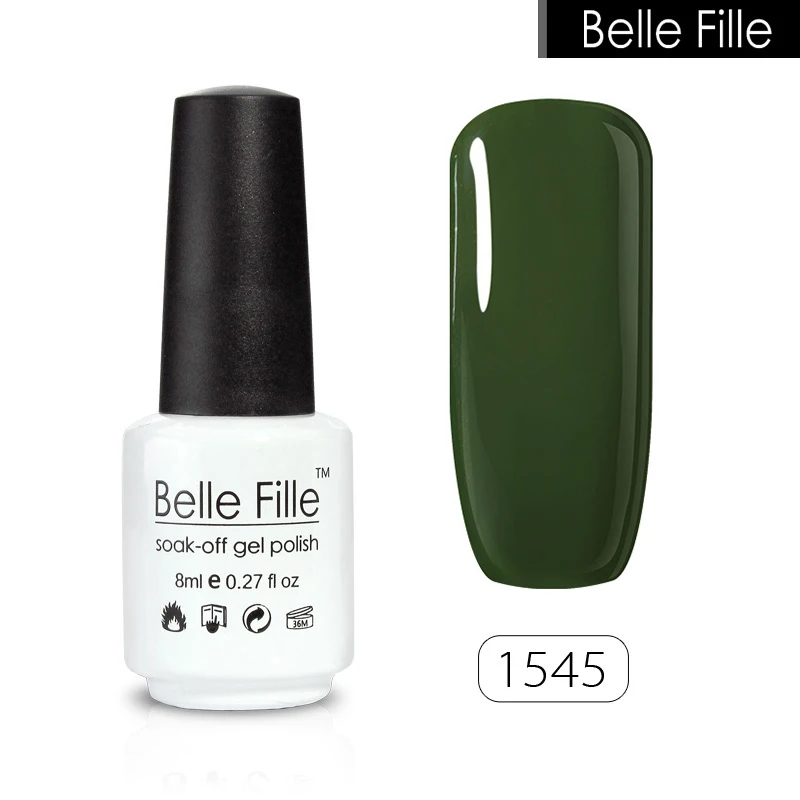 BELLE FILLE гель лак для ногтей 8 мл Soak Off лакировка полуперманентный зеленый красного