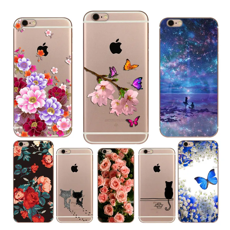 

Case for iPhone 6 Printed Phone Case For iPhone 6 6S 5 S SE 7 8 Plus Case Soft Silicon Coque For iPhone 7 Plus Back Cover Fundas