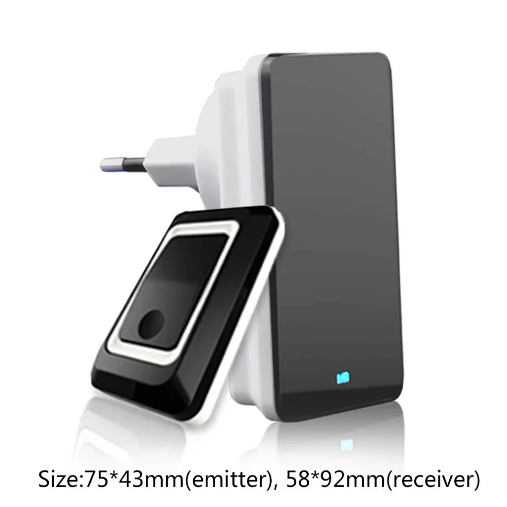 

TS-K108W11 Simple Design Home Wireless Door Bell Doorbell Energy Saving Adjustable Sound Volume Door Bell Black US/EU