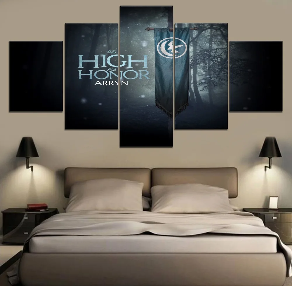 

High Quality Canvas Printed 5 Panel Game of thrones Movie Painting Modern Wall Art HD Print Painting Home Decorative Poster