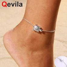 Qevila, модные богемные ювелирные изделия для ног, летние пляжные браслеты на лодыжке с черепахой, подвески в виде черепахи, ножные браслеты для женщин, цепочка на ногу, подарки