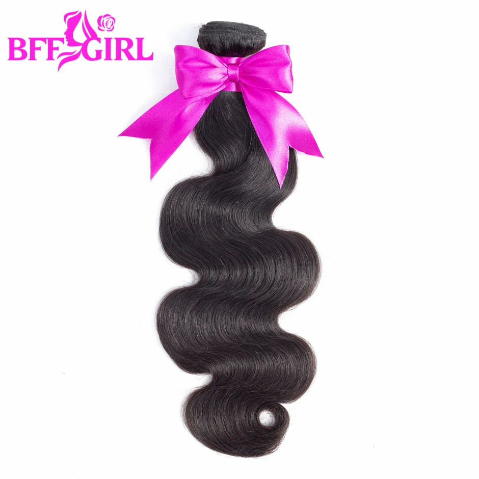 BFF девушка сырья индийские тела волна человеческие волосы 100% ткань 3 или 4 пучки натуральный черный Цвет 10- 26 дюймов не Волосы remy расширения