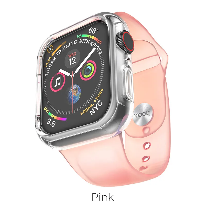 Прозрачный силиконовый ремешок для Apple Watch 44 мм 42 мм iWatch 4 ремешок 40 мм 38 мм с ТПУ чехол спортивный ремешок подходит для Apple Watch 4 3 - Цвет ремешка: Ярко-розовый
