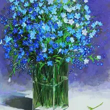 Синий зеленый ремесло diy картина маслом пейзаж Осенняя акриловая краска Настенная картина с башней из цифрового домашнего декора