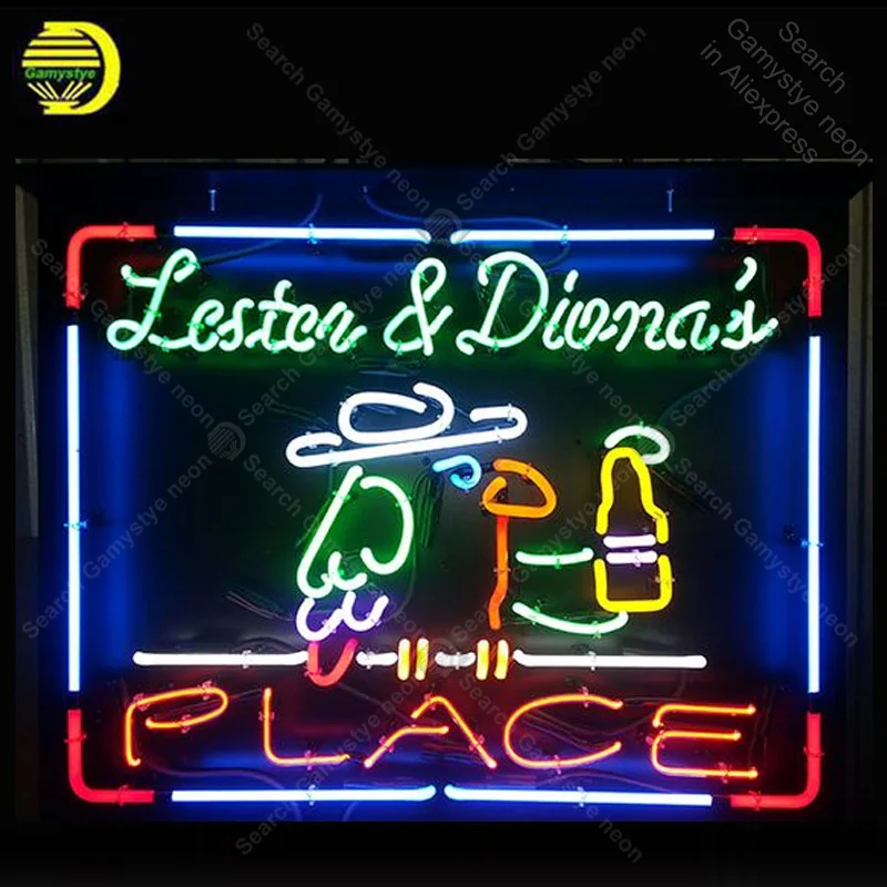 

Neon Sign for Parrot Place Neon Bulb sign Beer Bar Pub Restaurant Display handcraft glass tube light Decor wall lamps for sale