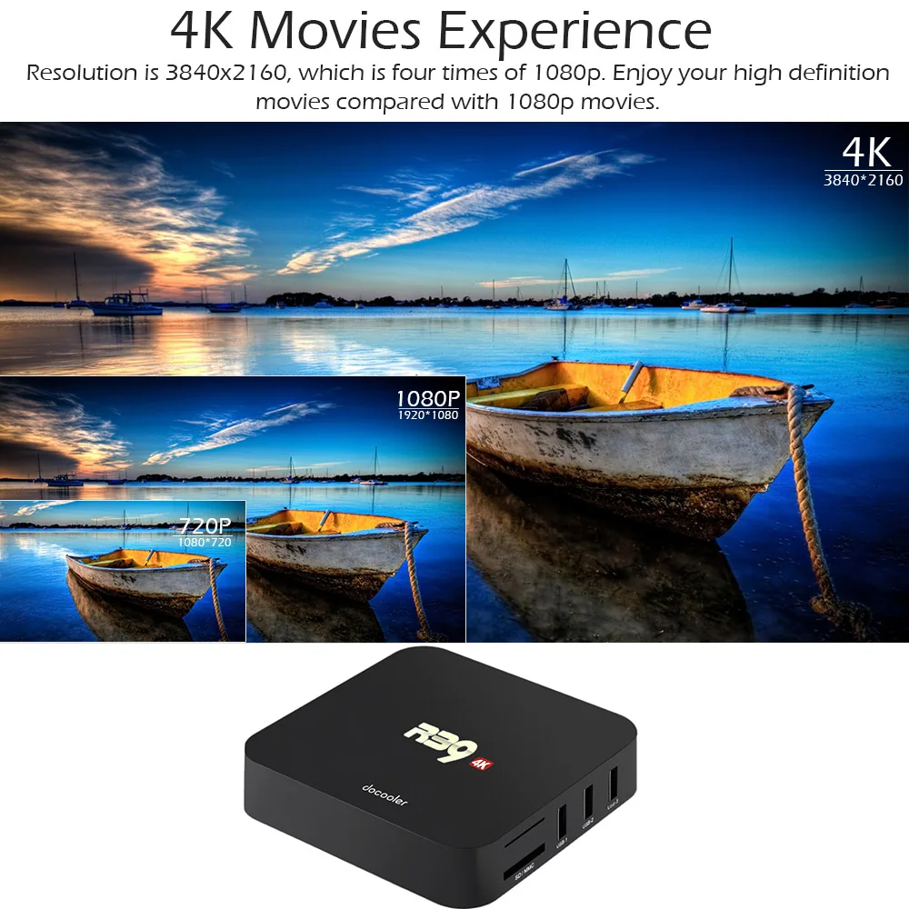 Docooler R39 Smart Android 7.1.2 ТВ приставка RK3229 четырехъядерный 16,1 UHD 4K ТВ приставка 1G/8G Мини ПК WiFi H.265 HD медиаплеер