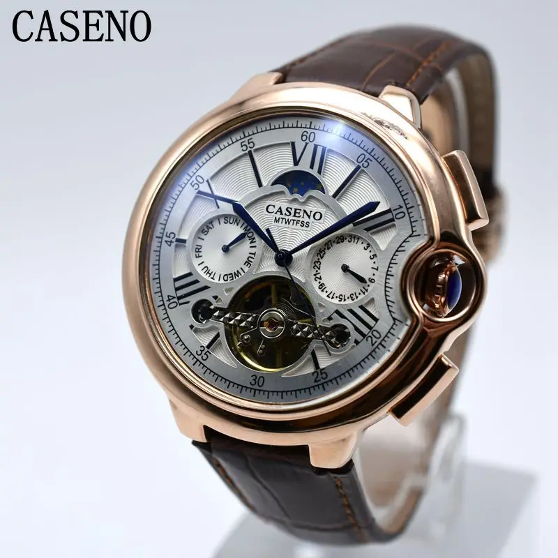 Мужские наручные часы CASENO Tourbillon Роскошные автоматические механические с