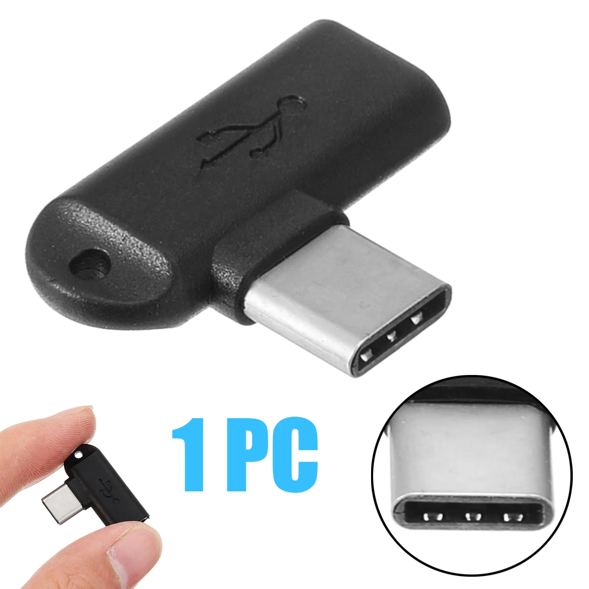 1x90 градусов Тип C штекер Micro USB Женский Синхронизация данных зарядный адаптер для huawei P9 P10 mate 9 V8 Android телефон type-C адаптер - Цвет: Black