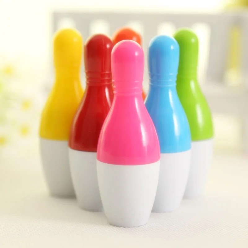 

6kind of Different Cute Face Mini Bowling Pin Shape Interesting ideas Ballpoint Pen Easy to Carry Out Boligrafos Kawaii to Kids