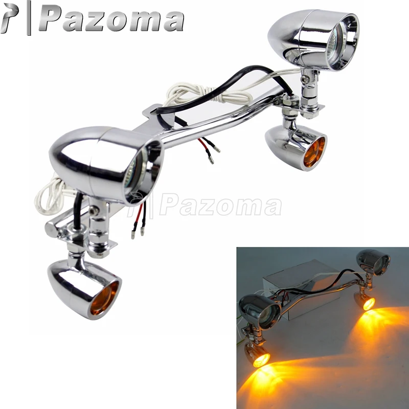  Motorcycle Driving Lamp w/Turn Signals LED Fog Auxiliary Spot Light Bracket Bar for Honda Shadow VT - 33013644500