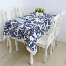 Freies verschiffen Neue 2014 Zakka blauen und weißen werk druck leinen tischdecke/tischabdeckung/Modern Home decoration140cm * 220 cm