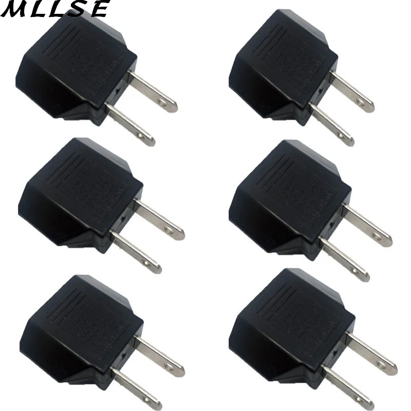 MLLSE 6pcs/lot Black Universal Travel Power Plug Adapter EU EURO to US