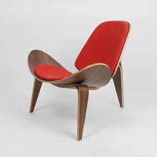 Hans Wegner Stijl Driepotige Shell Stoel Walnoot Multiplex Linnen Stof Kussen Woonkamer Meubels Moderne Lounge Shell Stoel