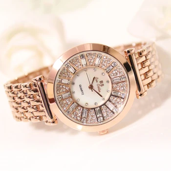 

Brand Rose Gold Watch Luxury Women Dress Rhinestone Quartz Watch Casual Women Wristwatches Female Clock Wholesale