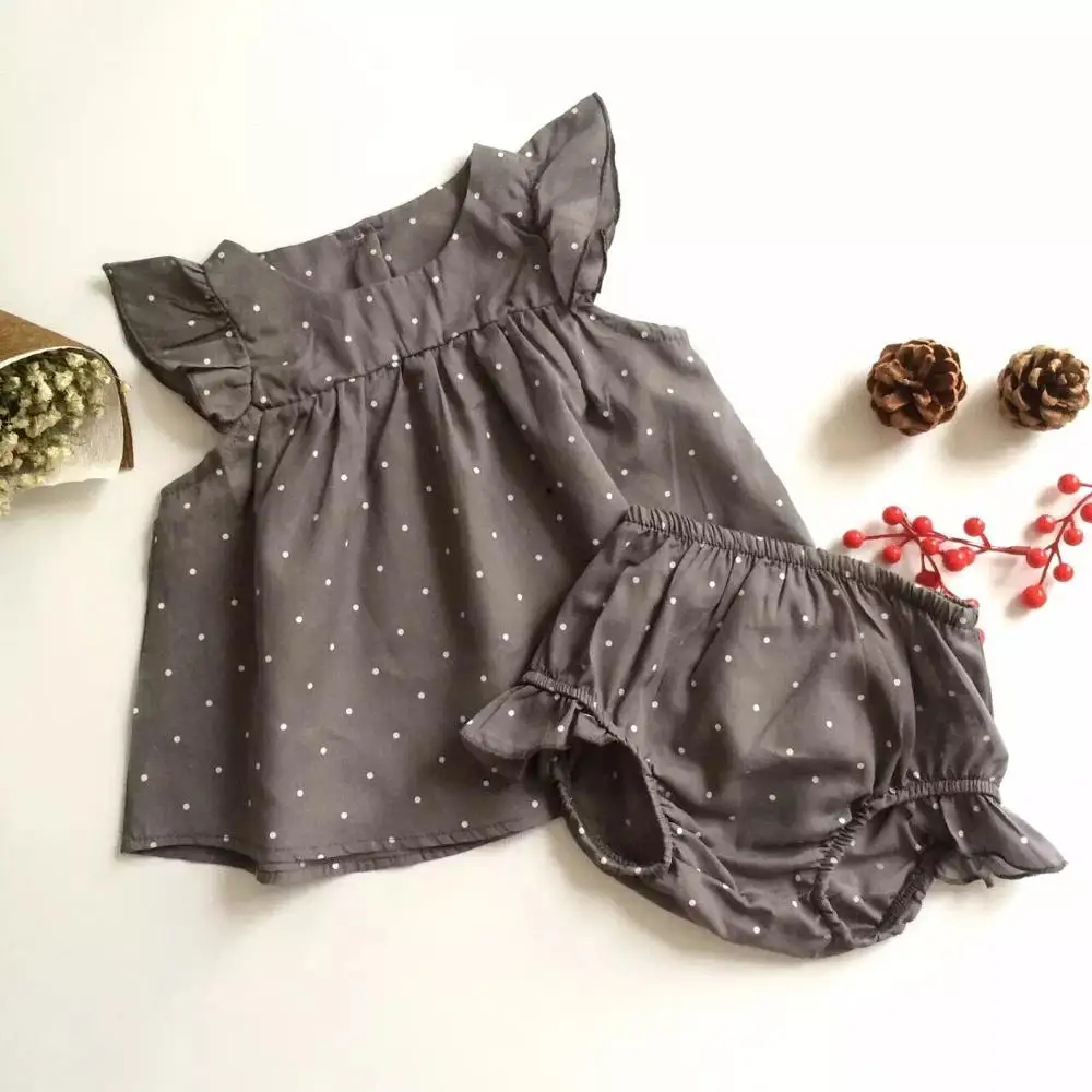 Humor Bear/ модная летняя одежда в горошек для маленьких девочек, комплект одежды из хлопка, одежда для малышей - Цвет: Серый